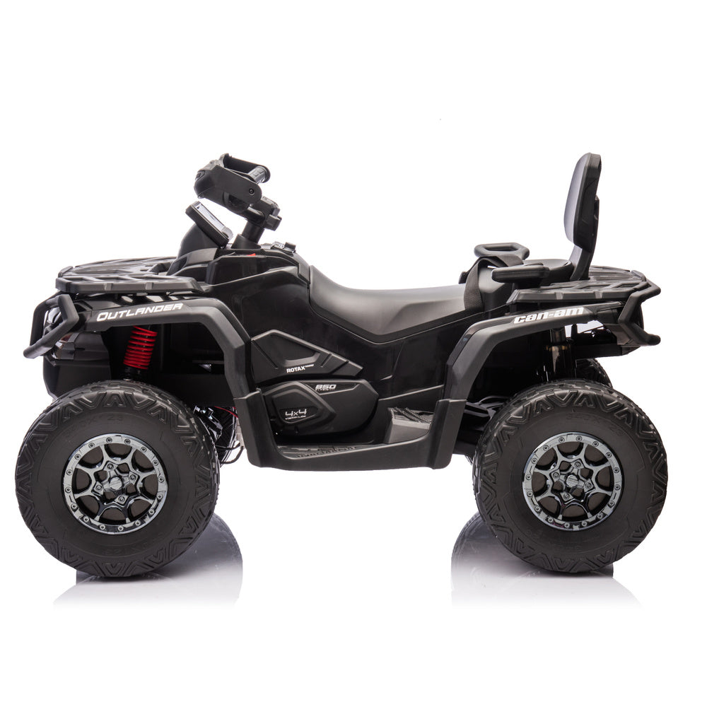 Moto 4 Elétrica para Criança CAN AM Outlander 24v 4x4 Preta c/ RODAS DE BORRACHA & ASSENTO EM PELE