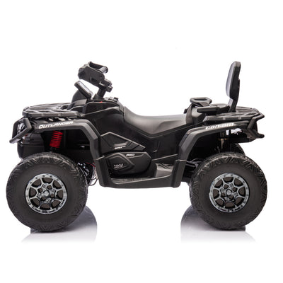 Moto 4 Elétrica para Criança CAN AM Outlander 24v 4x4 Preta c/ RODAS DE BORRACHA & ASSENTO EM PELE