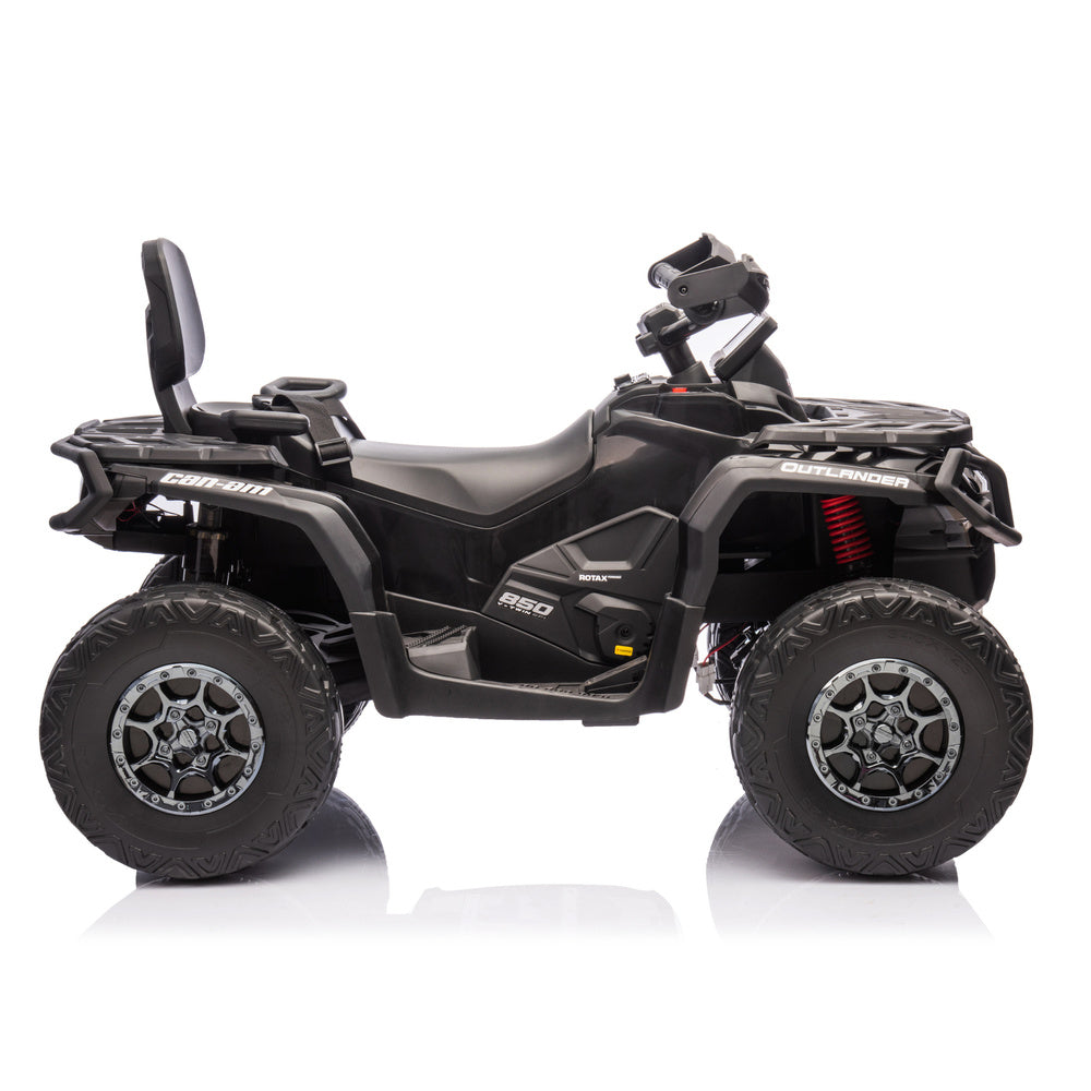 Moto 4 Elétrica para Criança CAN AM Outlander 24v 4x4 Preta c/ RODAS DE BORRACHA & ASSENTO EM PELE