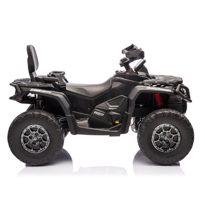 Moto 4 Elétrica para Criança CAN AM Outlander 24v 4x4 Preta c/ RODAS DE BORRACHA & ASSENTO EM PELE