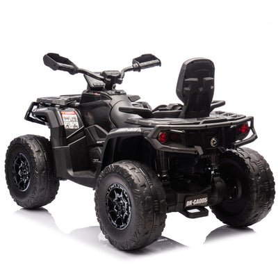 Moto 4 Elétrica para Criança CAN AM Outlander 24v 4x4 Preta c/ RODAS DE BORRACHA & ASSENTO EM PELE