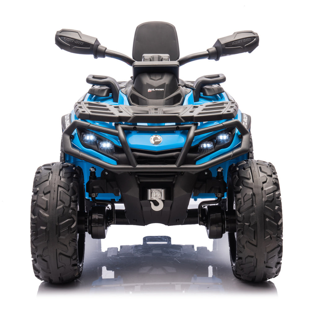 Moto 4 Elétrica para Criança CAN AM Outlander 24v 4x4 Azul c/ RODAS DE BORRACHA & ASSENTO EM PELE