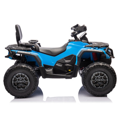 Moto 4 Elétrica para Criança CAN AM Outlander 24v 4x4 Azul c/ RODAS DE BORRACHA & ASSENTO EM PELE