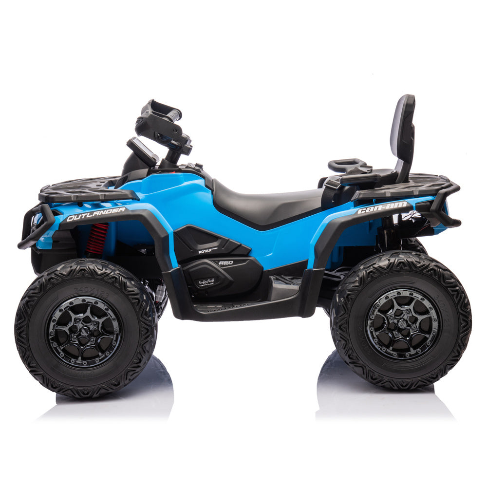 Moto 4 Elétrica para Criança CAN AM Outlander 24v 4x4 Azul c/ RODAS DE BORRACHA & ASSENTO EM PELE