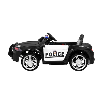 Carro Elétrico para Criança Policia 12V c/ RODAS DE BORRACHA & ASSENTO EM PELE