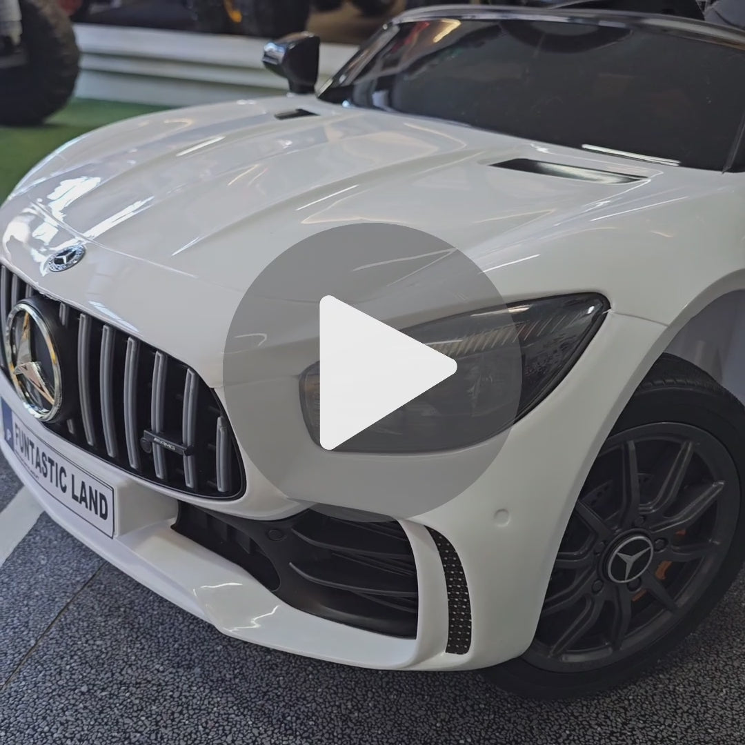 Carro Elétrico para Criança MERCEDES GTR MINI 12v BATERIA DE LITIO Branco c/ RODAS DE BORRACHA & ASSENTO EM PELE