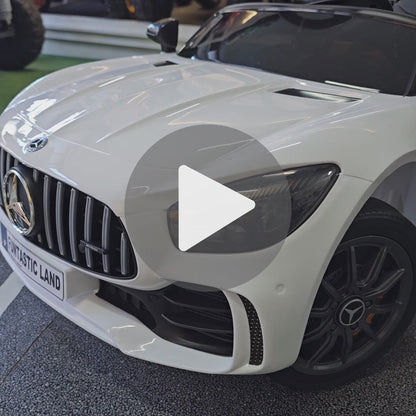 Carro Elétrico para Criança MERCEDES GTR MINI 12v BATERIA DE LITIO Branco c/ RODAS DE BORRACHA & ASSENTO EM PELE