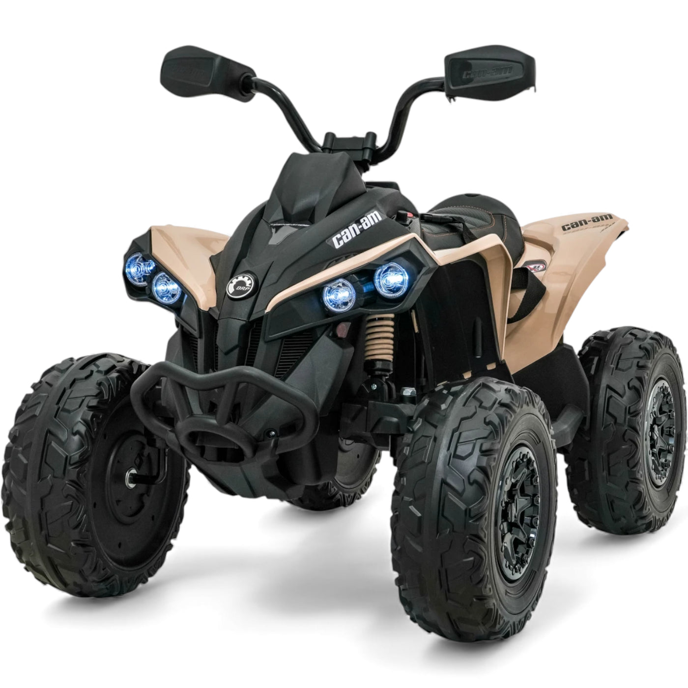 Moto 4 Elétrica para Criança CAN AM Maverick 24v 2x200w Khacki c/ Rodas de Borracha & Assento em Pele