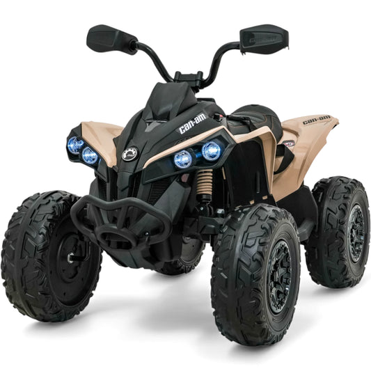 Moto 4 Elétrica para Criança CAN AM Maverick 24v 2x200w Khacki c/ Rodas de Borracha & Assento em Pele