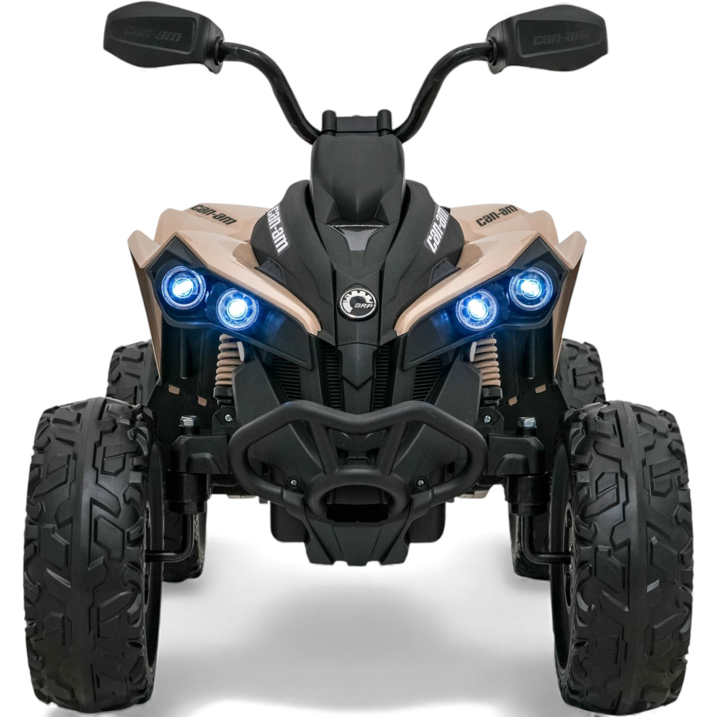 Moto 4 Elétrica para Criança CAN AM Maverick 24v 2x200w Khacki c/ Rodas de Borracha & Assento em Pele