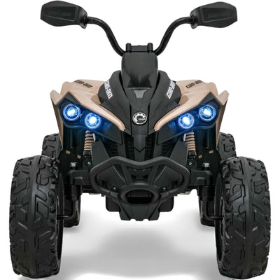 Moto 4 Elétrica para Criança CAN AM Maverick 24v 2x200w Khacki c/ RODAS DE BORRACHA & ASSENTO EM PELE