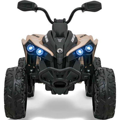 Moto 4 Elétrica para Criança CAN AM Maverick 24v 2x200w Khacki c/ Rodas de Borracha & Assento em Pele