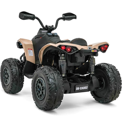Moto 4 Elétrica para Criança CAN AM Maverick 24v 2x200w Khacki c/ Rodas de Borracha & Assento em Pele