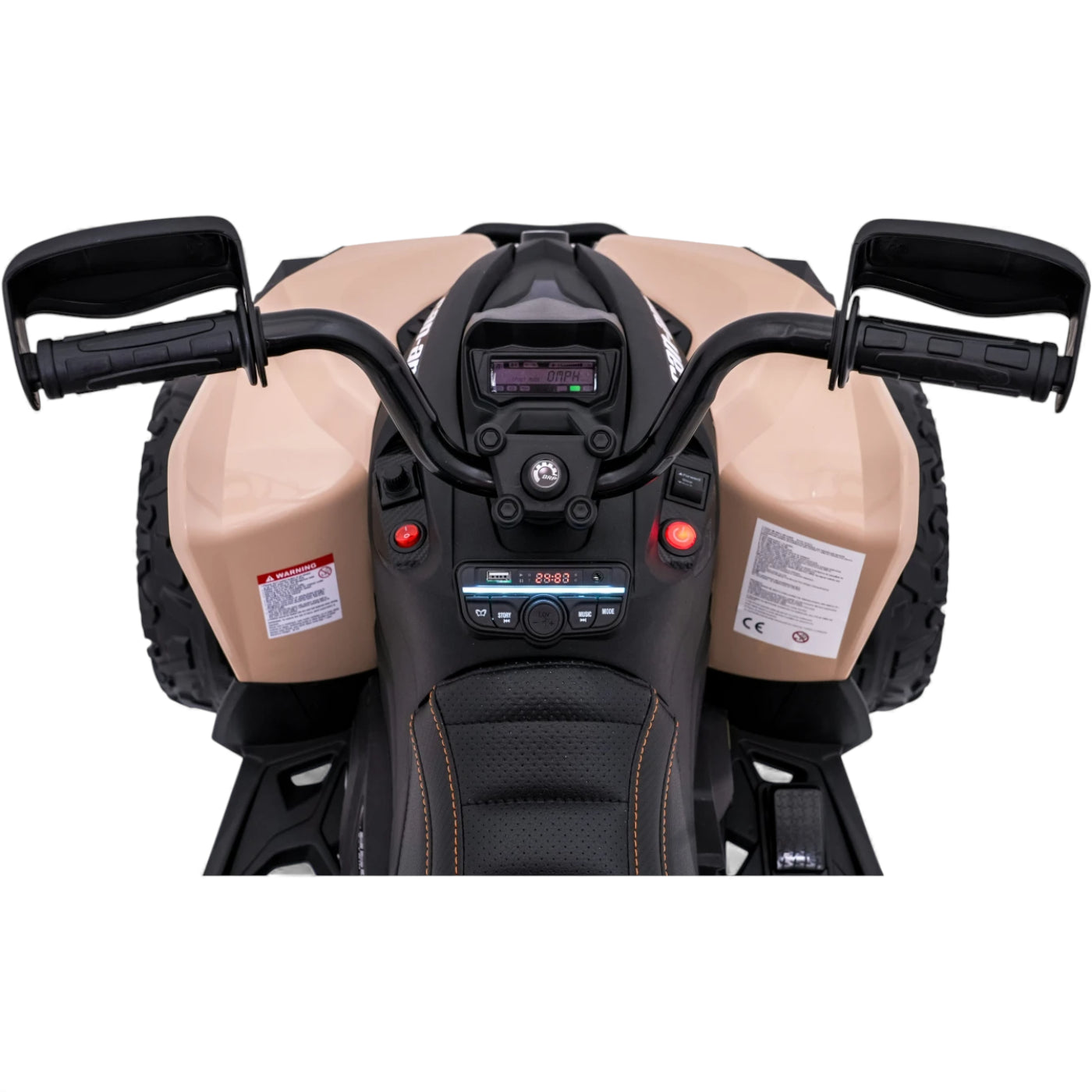 Moto 4 Elétrica para Criança CAN AM Maverick 24v 2x200w Khacki c/ Rodas de Borracha & Assento em Pele