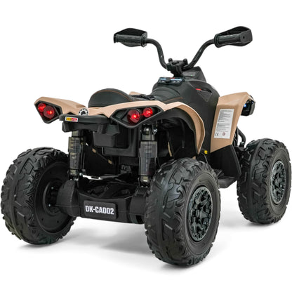 Moto 4 Elétrica para Criança CAN AM Maverick 24v 2x200w Khacki c/ Rodas de Borracha & Assento em Pele