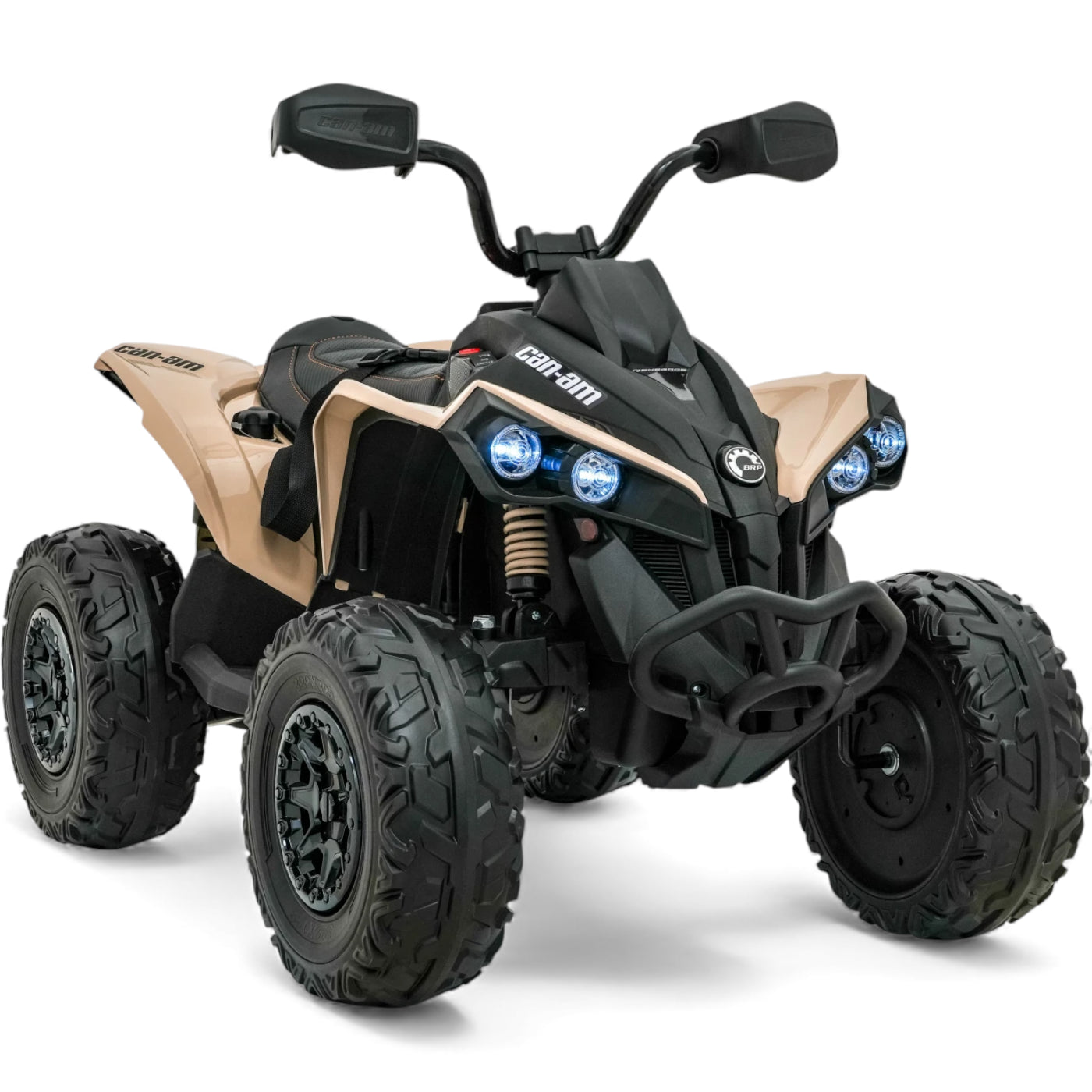 Moto 4 Elétrica para Criança CAN AM Maverick 24v 2x200w Khacki c/ Rodas de Borracha & Assento em Pele