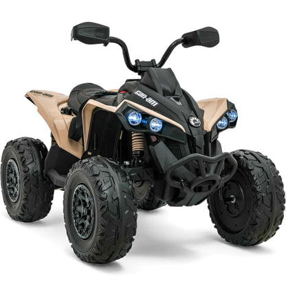 Moto 4 Elétrica para Criança CAN AM Maverick 24v 2x200w Khacki c/ Rodas de Borracha & Assento em Pele