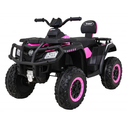 Mota Elétrica para Criança QUAD XT 24v Rosa c/ RODAS DE BORRACHA & ASSENTO EM PELE