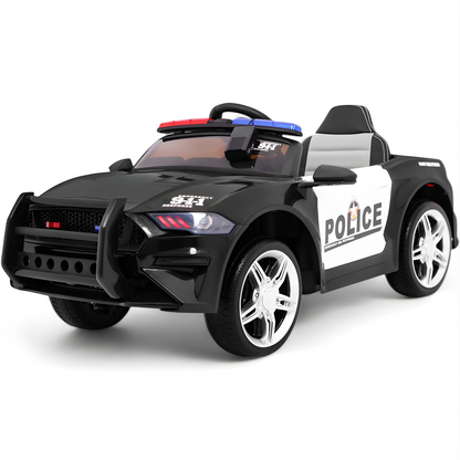 Carro Elétrico para Criança Policia 12V c/ RODAS DE BORRACHA & ASSENTO EM PELE
