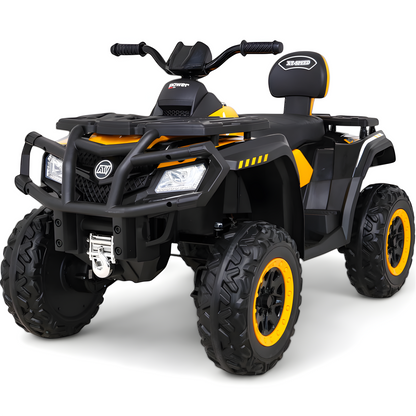 Mota Elétrica para Criança QUAD XT 4x4 24v Amarela c/ RODAS DE BORRACHA & ASSENTO EM PELE