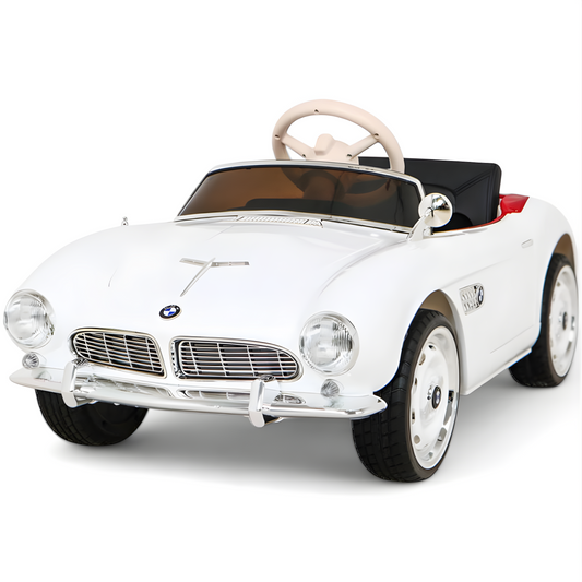 Carro Elétrico para Criança BMW 507 RETRO 12v Branco c/ RODAS DE BORRACHA & ASSENTO EM PELE