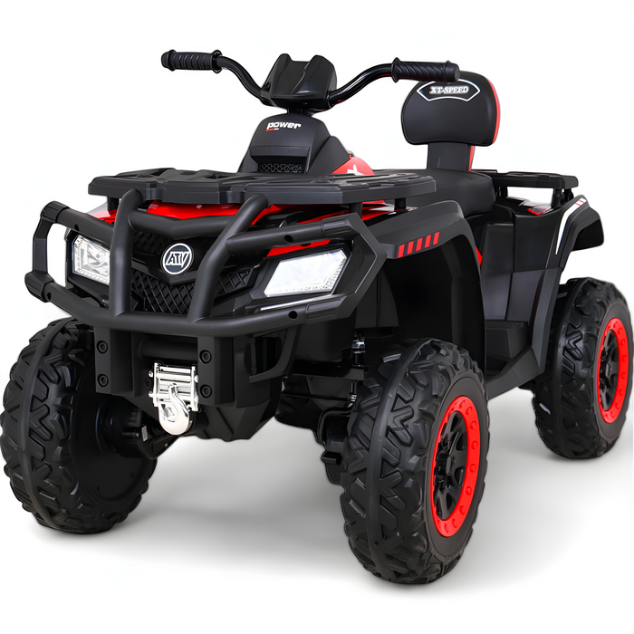 Mota Elétrica para Criança QUAD XT 4x4 24v Vermelha c/ RODAS DE BORRACHA & ASSENTO EM PELE ECOLÓGICA