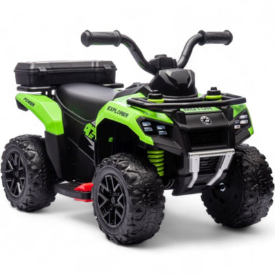 Mini Moto 4 Elétrica para Crianças LITTLE EXPLORER 6v Verde c/ RODAS DE BORRACHA