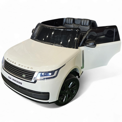 Carro elétrico para criança RANGE ROVER SV Branco 2 Lugares 24v MP4 c/ RODAS DE BORRACHA & ASSENTO EM PELE
