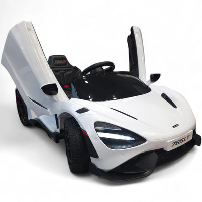 Carro Elétrico para Criança McLaren 765LT 12v Branco c/ RODAS DE BORRACHA & ASSENTO EM PELE