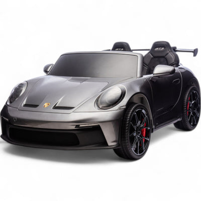 Carro Elétrico para Criança PORSCHE 911 GT3 24v STRONG XXL Cinza Metalizado c/ RODAS DE BORRACHA & ASSENTO EM PELE E VELUDO