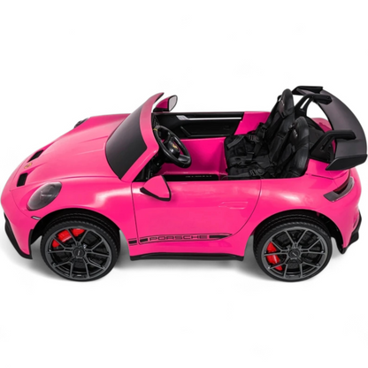 Carro Elétrico para Criança Porsche 911 GT3 24v STRONG XXL Rosa c/ Rodas de Borracha e Assento em Pele E Veludo