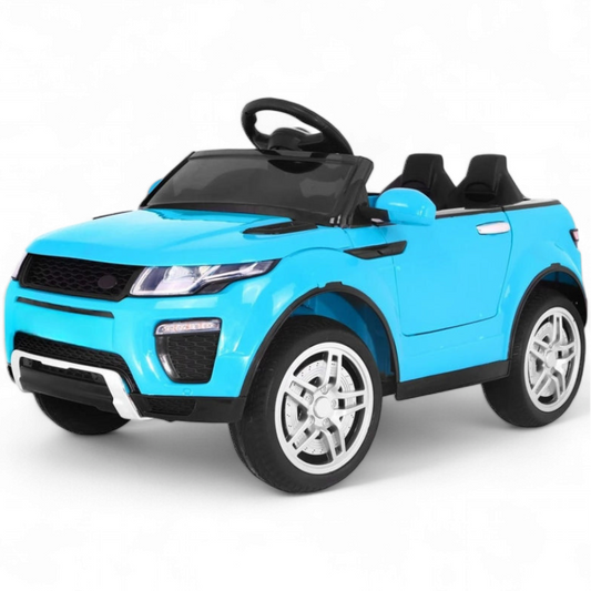 Carro Elétrico para Criança RAPID RACER 12V Azul c/ RODAS DE BORRACHA & ASSENTO EM PLÁSTICO