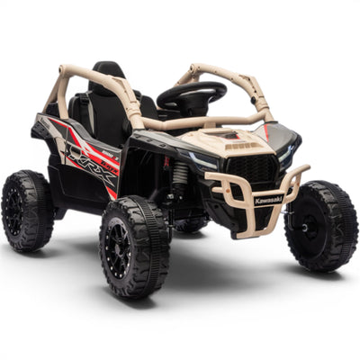 Carro Elétrico para criança KAWASAKI 24V Khaki c/ RODAS DE BORRACHA & ASSENTO EM PELE
