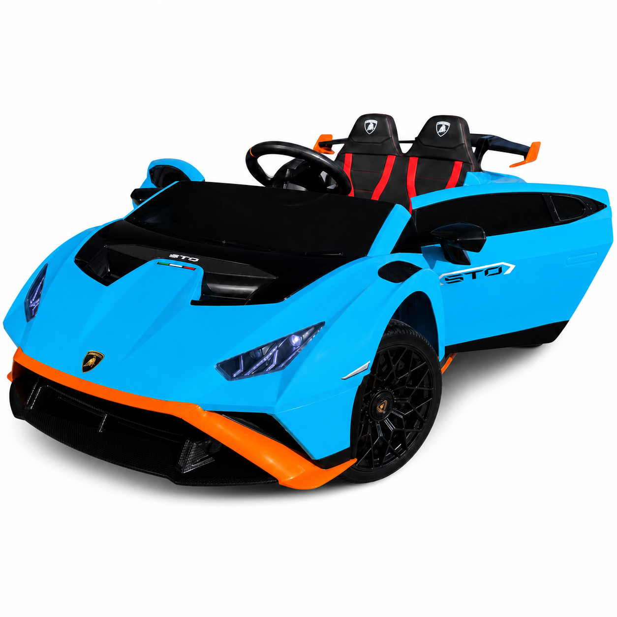 Carro Elétrico para Criança LAMBORGHINI STO 12v Azul c/ RODAS DE BORRACHA & ASSENTO EM PELE