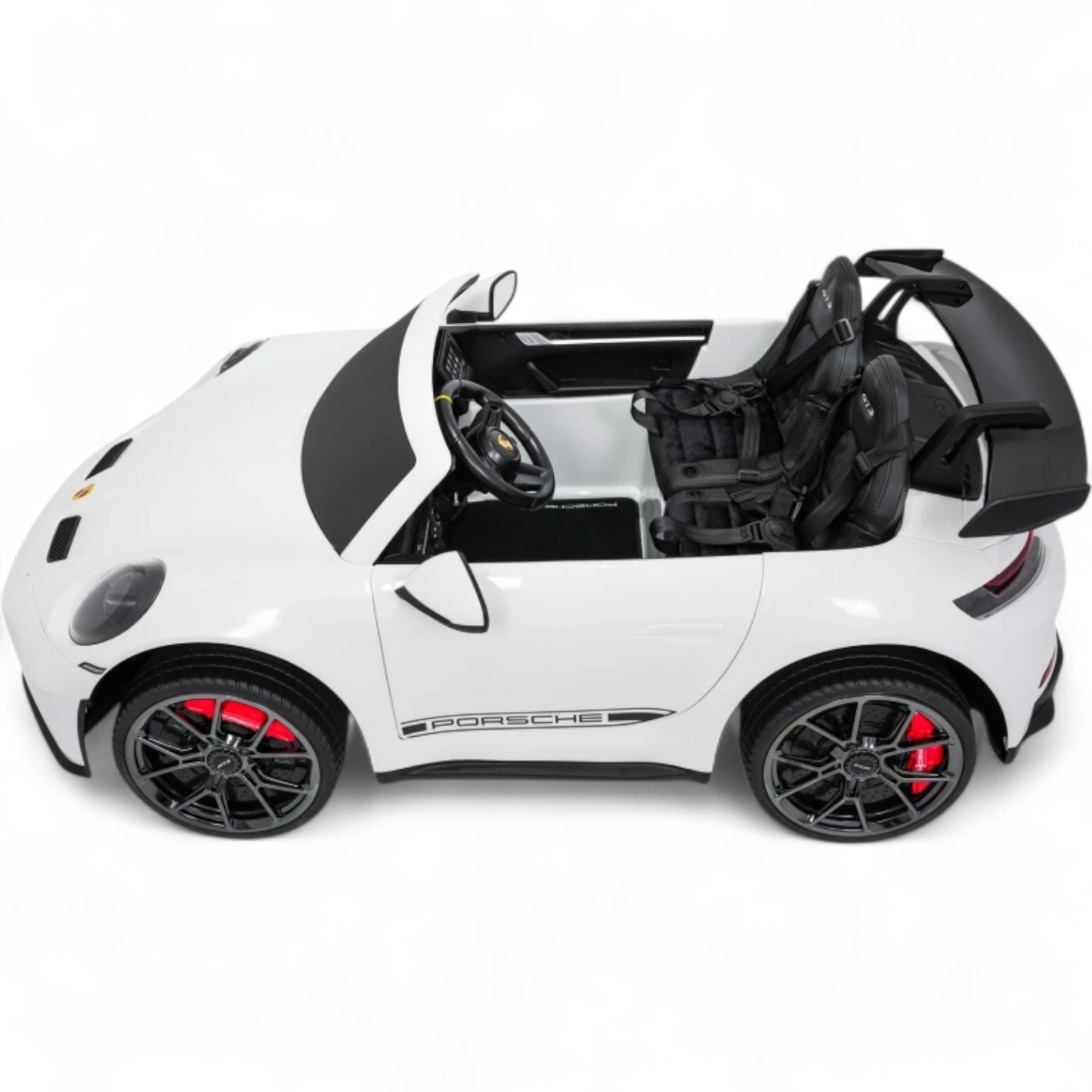 Carro Elétrico para Criança Porsche 911 GT3 24v STRONG XXL Branco c/ Rodas de Borracha e Assento em Pele E Veludo