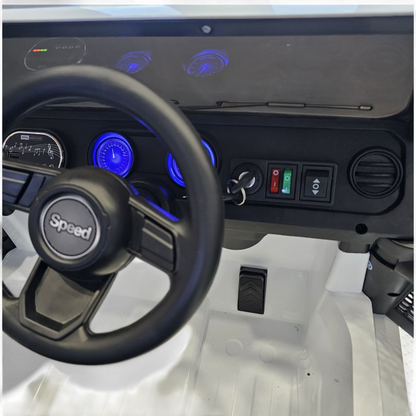 Carro Elétrico para Criança SPEED WRANGLER 4x4 Branco 12v c/ RODAS DE BORRACHA & ASSENTO EM PELE