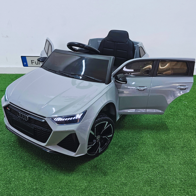 Carro Elétrico para Criança AUDI RS6 12v Cinza c/ RODAS DE BORRACHA & ASSENTO EM PELE