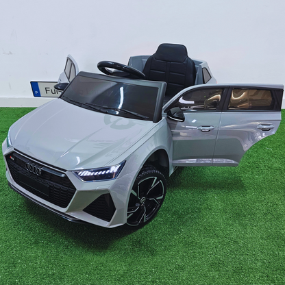 Carro Elétrico para Criança AUDI RS6 12v BATERIA DE LÍTIO Cinza c/ RODAS DE BORRACHA & ASSENTO EM PELE