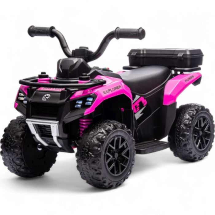 Mini Moto 4 Elétrica para Crianças LITTLE EXPLORER 6v Rosa c/ RODAS DE BORRACHA