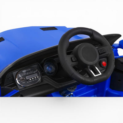 Carro Elétrico para Criança GT Style Azul Metalizado 12v c/ RODAS DE BORRACHA & ASSENTO EM PELE
