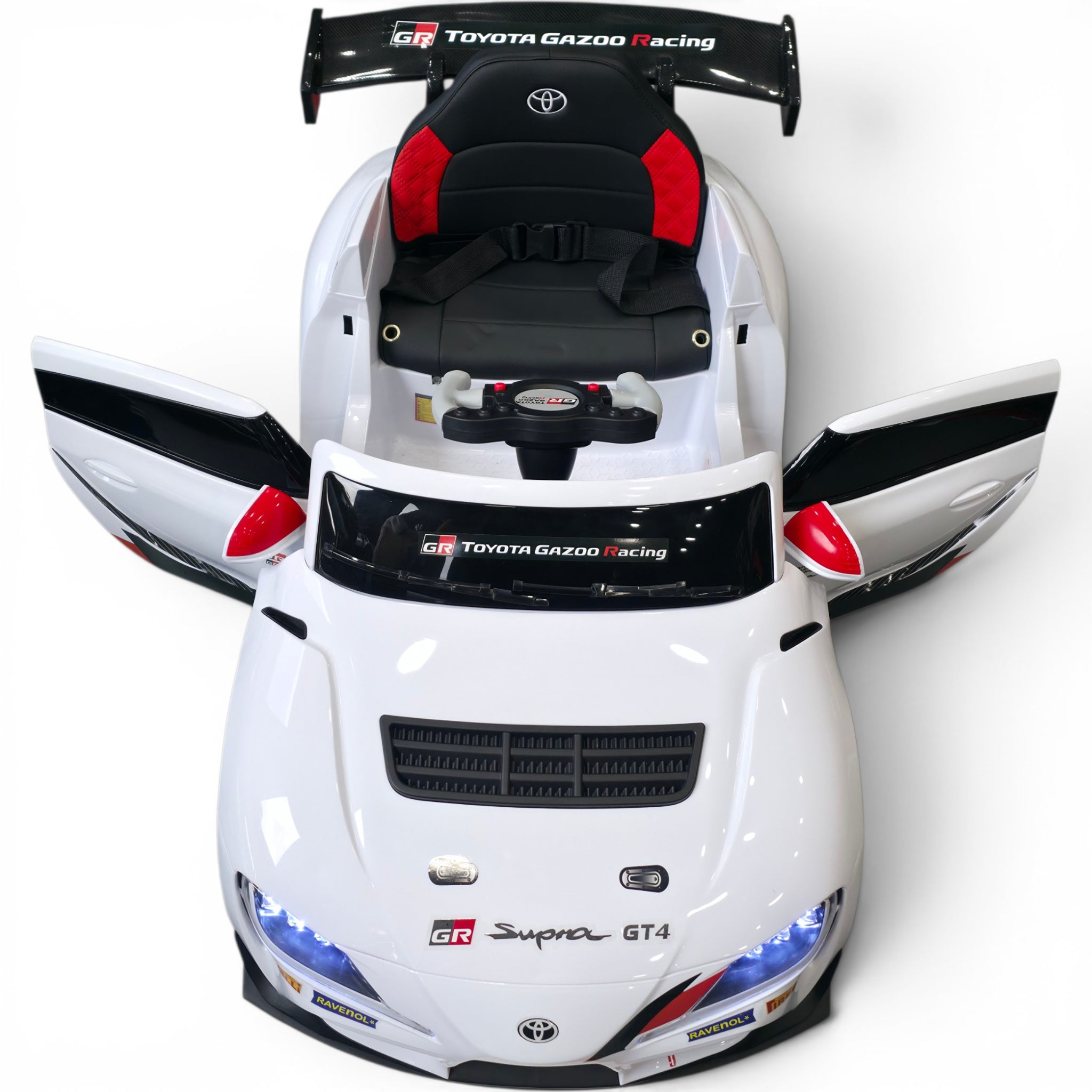 Carro Elétrico para Criança TOYOTA GR SUPRA GT4 12v Branco c/ RODAS DE BORRACHA & ASSENTO EM PELE