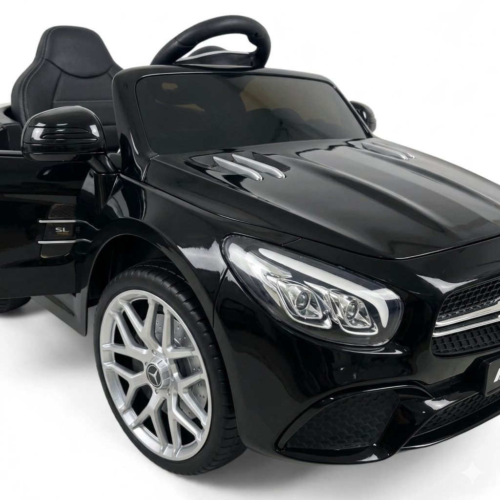Carro Elétrico para Criança MERCEDES SL500 12V Preto c/ RODAS DE BORRACHA & ASSENTO EM PELE