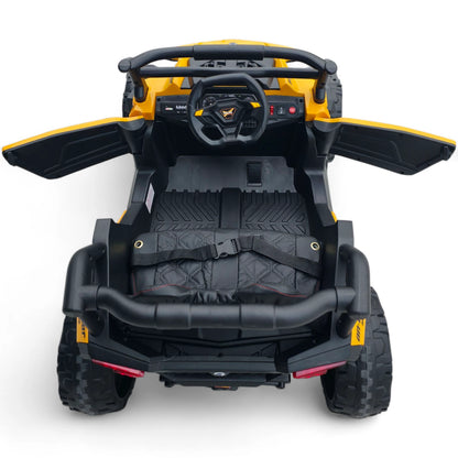 Carro Elétrico para Criança Buggy Speed Amarelo 4x4 12v c/ RODAS DE BORRACHA & ASSENTO EM PELE