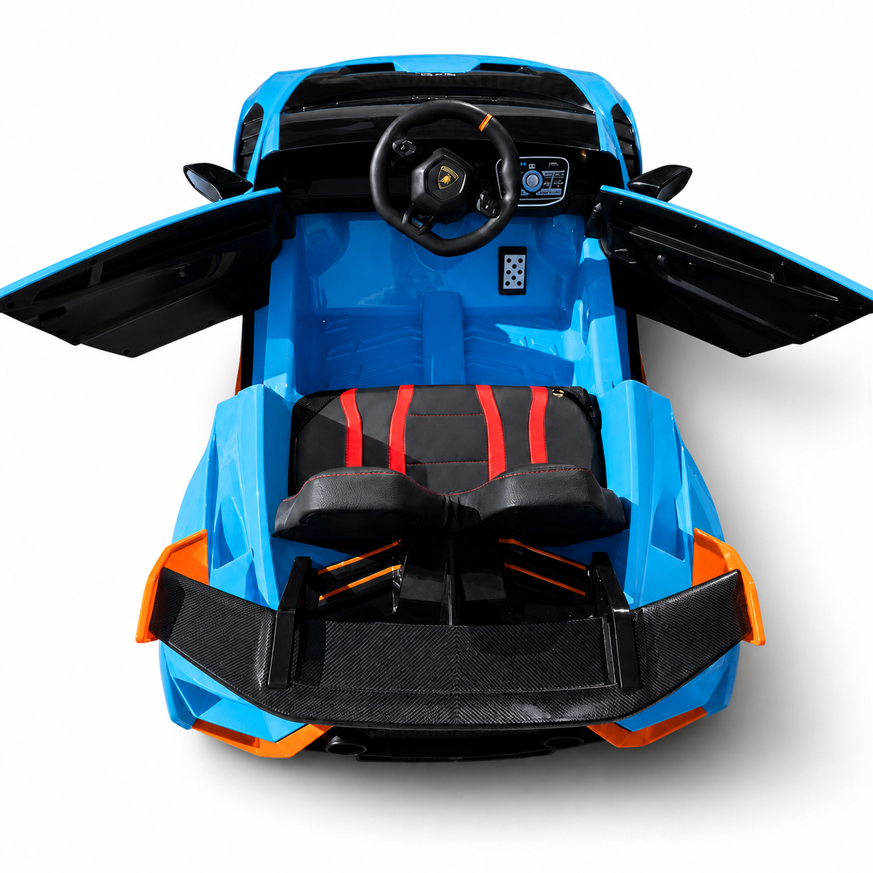 Carro Elétrico para Criança LAMBORGHINI STO 12v Azul c/ RODAS DE BORRACHA & ASSENTO EM PELE