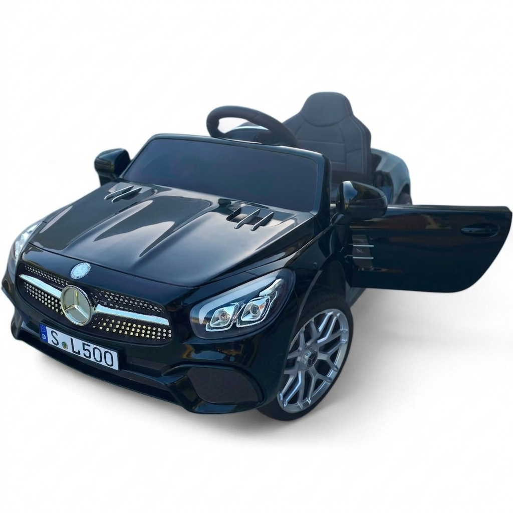 Carro Elétrico para Criança MERCEDES SL500 12V Preto c/ RODAS DE BORRACHA & ASSENTO EM PELE