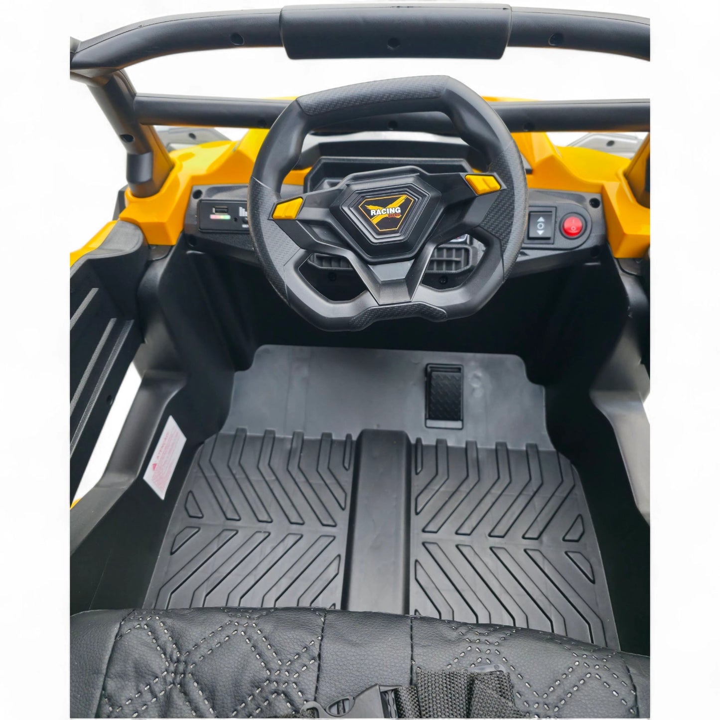 Carro Elétrico para Criança Buggy Speed Amarelo 4x4 12v c/ RODAS DE BORRACHA & ASSENTO EM PELE