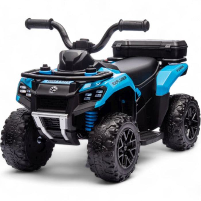 Mini Moto 4 Elétrica para Crianças LITTLE EXPLORER 6v Azul c/ RODAS DE BORRACHA