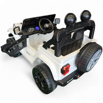 Carro Elétrico para Criança SPEED WRANGLER 4x4 Branco 12v c/ RODAS DE BORRACHA & ASSENTO EM PELE