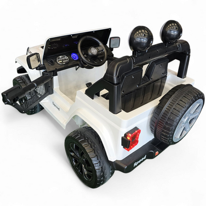 Carro Elétrico para Criança SPEED WRANGLER 4x4 Branco 12v c/ RODAS DE BORRACHA & ASSENTO EM PELE