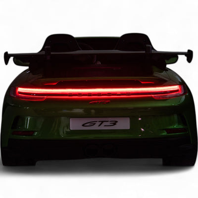 Carro Elétrico para Criança PORSCHE 911 GT3 24v 4x4 XXL Verde Metalizado c/ MP4, RODAS DE BORRACHA & ASSENTO EM PELE E VELUDO
